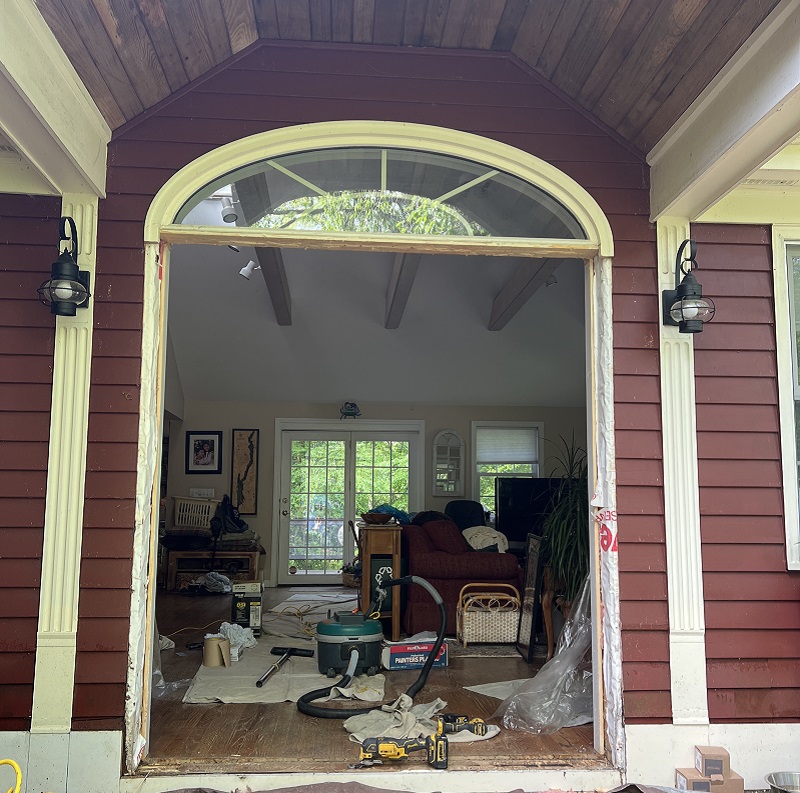 The old door has been removed 